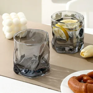 لیوان بلور دفرمه دودی برند دلی Deli glass دست 6 عددی